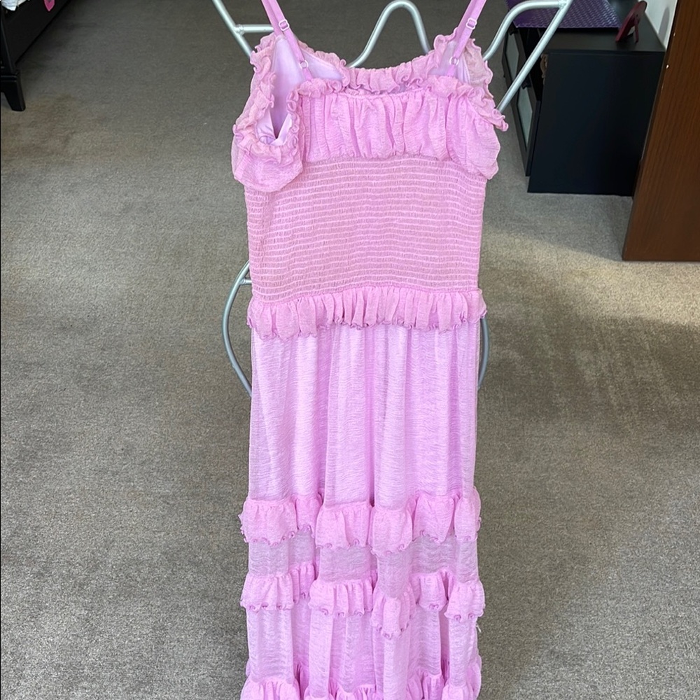 Pink Ruffled Maxi Dress - Picture 5 of 9